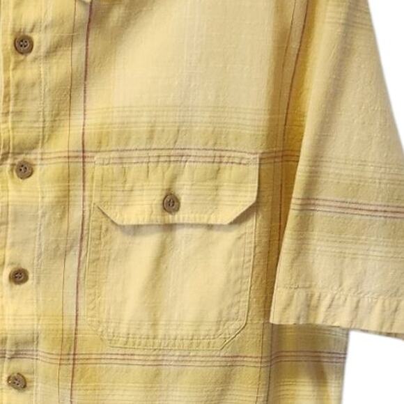 White Sierra Yellow Red Plaid Button Down Short Sleeve Outdoor Shirt Men Large - Picture 3 of 4
